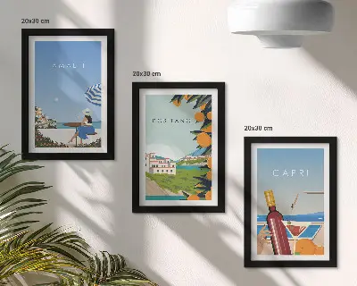 Komplet slika u okviru pogled na Amalfi, Positano i Capri