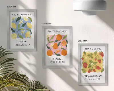 Zidna galerija slika s motivima limuna, naranči i jagoda