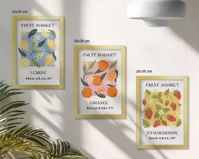 Zidna galerija slika s motivima limuna, naranči i jagoda
