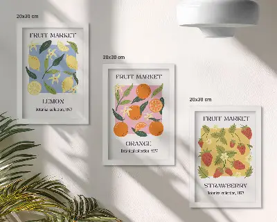 Zidna galerija slika s motivima limuna, naranči i jagoda