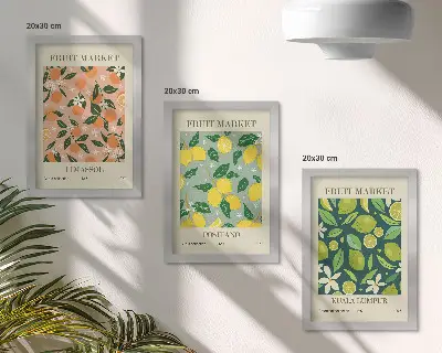 Zidna galerija slika s motivima citrusnog voća i vintage cvijeća