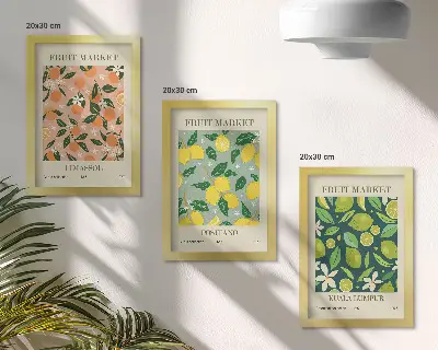 Zidna galerija slika s motivima citrusnog voća i vintage cvijeća