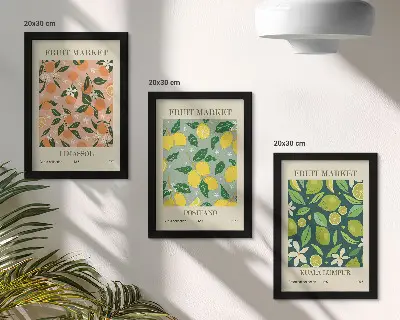 Zidna galerija slika s motivima citrusnog voća i vintage cvijeća