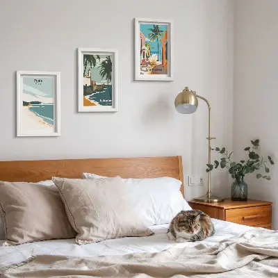 Komplet slika u okviru tropski krajolici s plažama i palmama