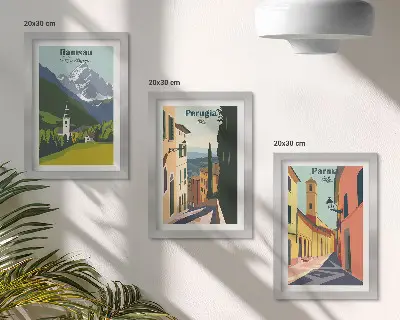 Set 3 slike u okviru Planinski krajolici i ulice talijanskih gradova
