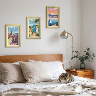 Zidna galerija slika talijanski gradovi i retro primorski krajolici
