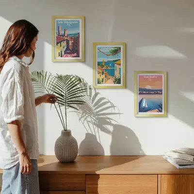 Zidna galerija slika talijanski gradovi i retro primorski krajolici
