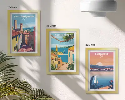 Zidna galerija slika talijanski gradovi i retro primorski krajolici