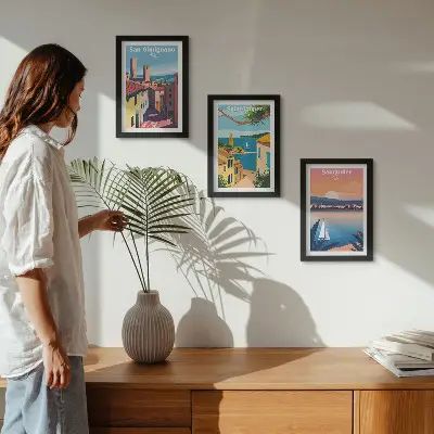 Zidna galerija slika talijanski gradovi i retro primorski krajolici
