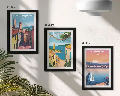 Zidna galerija slika talijanski gradovi i retro primorski krajolici