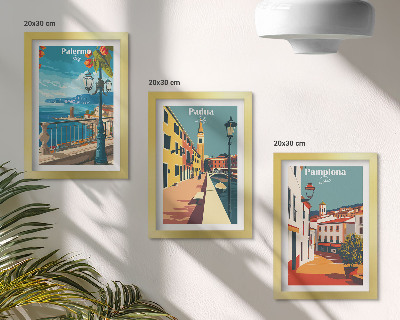 Zidna galerija slika Popularni gradovi u retro ilustrativnom stilu