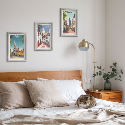 Set 3 slike u okviru Europski gradovi u šarenim ilustracijama