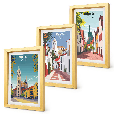 Set 3 slike u okviru Europski gradovi u šarenim ilustracijama