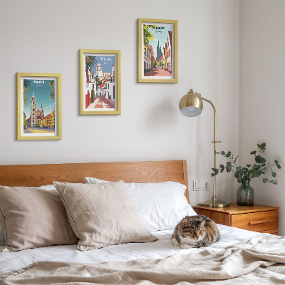 Set 3 slike u okviru Europski gradovi u šarenim ilustracijama
