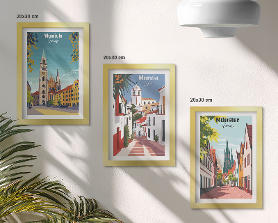 Set 3 slike u okviru Europski gradovi u šarenim ilustracijama