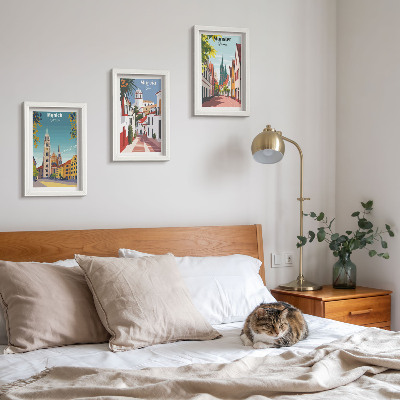 Set 3 slike u okviru Europski gradovi u šarenim ilustracijama