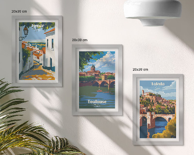 Set 3 slike u okviru Grafike poznatih gradova u retro stilu