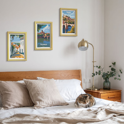 Set 3 slike u okviru Grafike poznatih gradova u retro stilu