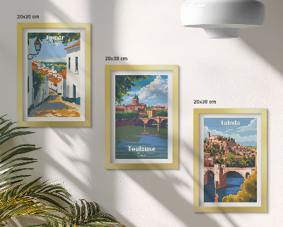 Set 3 slike u okviru Grafike poznatih gradova u retro stilu