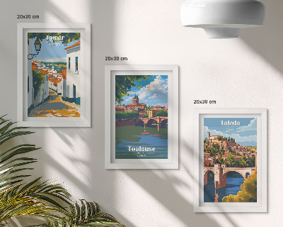 Set 3 slike u okviru Grafike poznatih gradova u retro stilu
