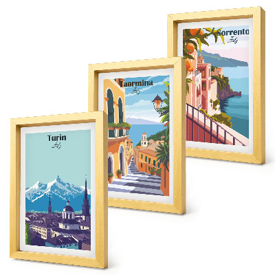 Set 3 slike u okviru Šareni, ilustrativni gradski pejzaži u retro stilu