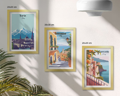 Set 3 slike u okviru Šareni, ilustrativni gradski pejzaži u retro stilu