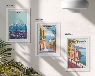 Set 3 slike u okviru Šareni, ilustrativni gradski pejzaži u retro stilu