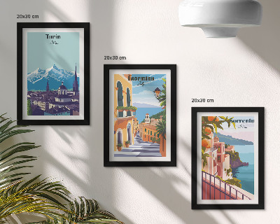 Set 3 slike u okviru Šareni, ilustrativni gradski pejzaži u retro stilu