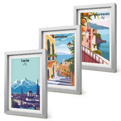 Set 3 slike u okviru Šareni, ilustrativni gradski pejzaži u retro stilu