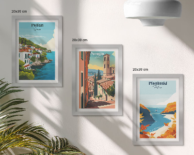 Komplet slika u okviru Slikoviti krajolici u retro stilu