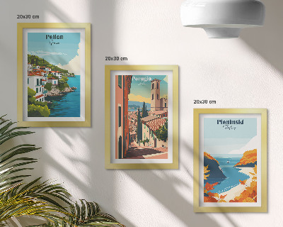 Komplet slika u okviru Slikoviti krajolici u retro stilu