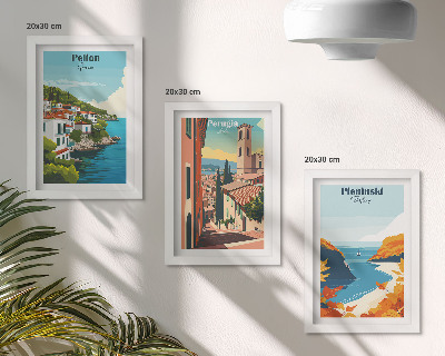 Komplet slika u okviru Slikoviti krajolici u retro stilu