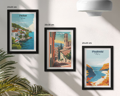 Komplet slika u okviru Slikoviti krajolici u retro stilu
