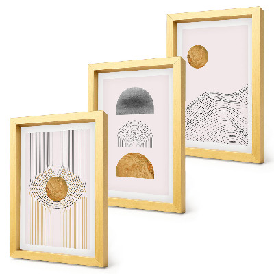 Set 3 slike u okviru Apstraktni oblici i linije u nijansama bež i sive