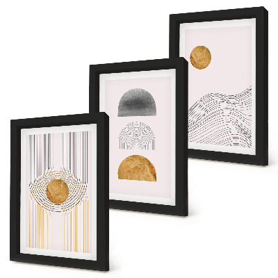 Set 3 slike u okviru Apstraktni oblici i linije u nijansama bež i sive