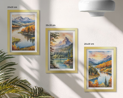 Zidna galerija slika Planinski krajolici s rijekom i šarenim drvećem