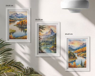 Zidna galerija slika Planinski krajolici s rijekom i šarenim drvećem