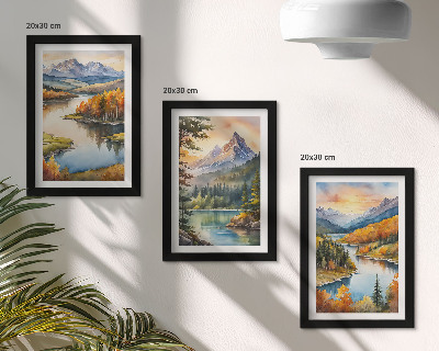 Zidna galerija slika Planinski krajolici s rijekom i šarenim drvećem