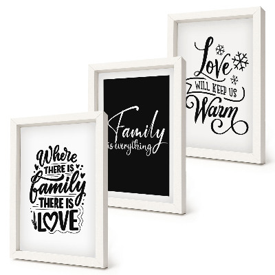 Set 3 slike u okviru Obitelj, ljubav, toplina, dom, inspirativni citati