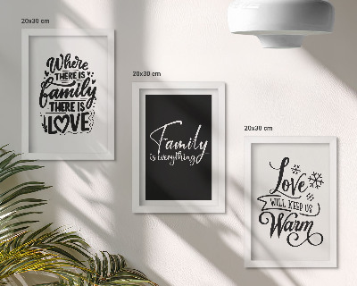 Set 3 slike u okviru Obitelj, ljubav, toplina, dom, inspirativni citati