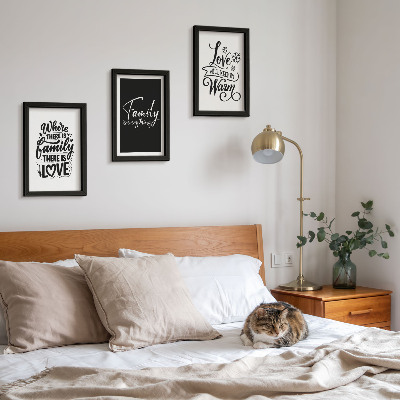 Set 3 slike u okviru Obitelj, ljubav, toplina, dom, inspirativni citati