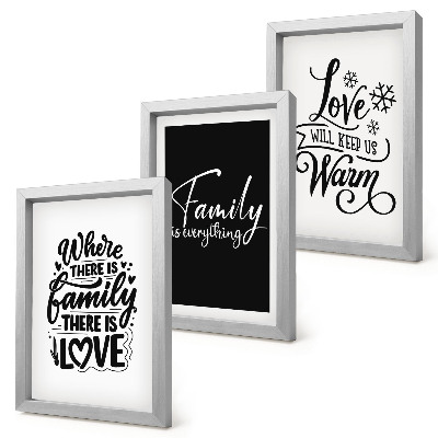Set 3 slike u okviru Obitelj, ljubav, toplina, dom, inspirativni citati