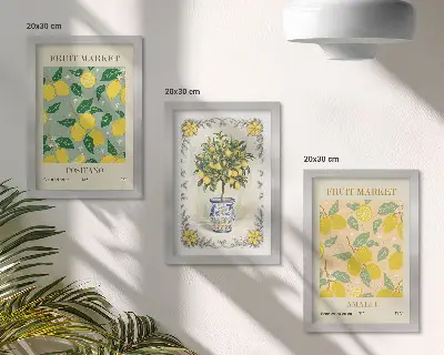 Talijanski posteri s motivima citrusa i voća set od 3 slike u okviru