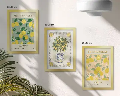 Talijanski posteri s motivima citrusa i voća set od 3 slike u okviru