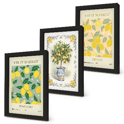 Set 3 slike u okviru Talijanski posteri s citrusima i voćem