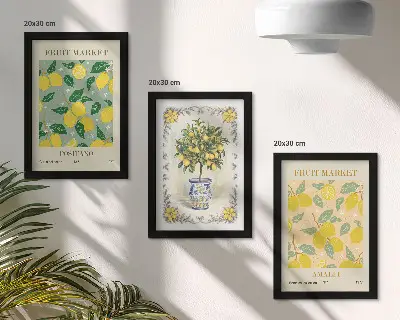 Talijanski posteri s motivima citrusa i voća set od 3 slike u okviru