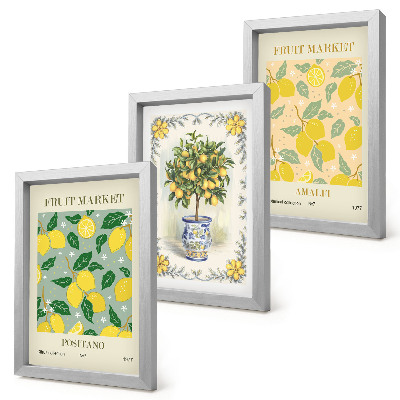 Set 3 slike u okviru Talijanski posteri s citrusima i voćem