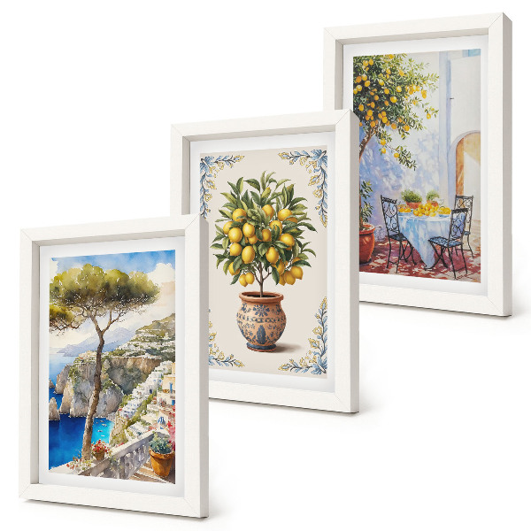 Zidna galerija slika Pogled na more s limunovim stablom i vrtnim stolom