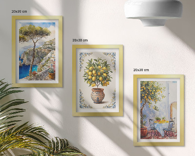 Zidna galerija slika Pogled na more s limunovim stablom i vrtnim stolom