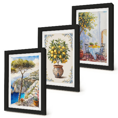 Zidna galerija slika Pogled na more s limunovim stablom i vrtnim stolom